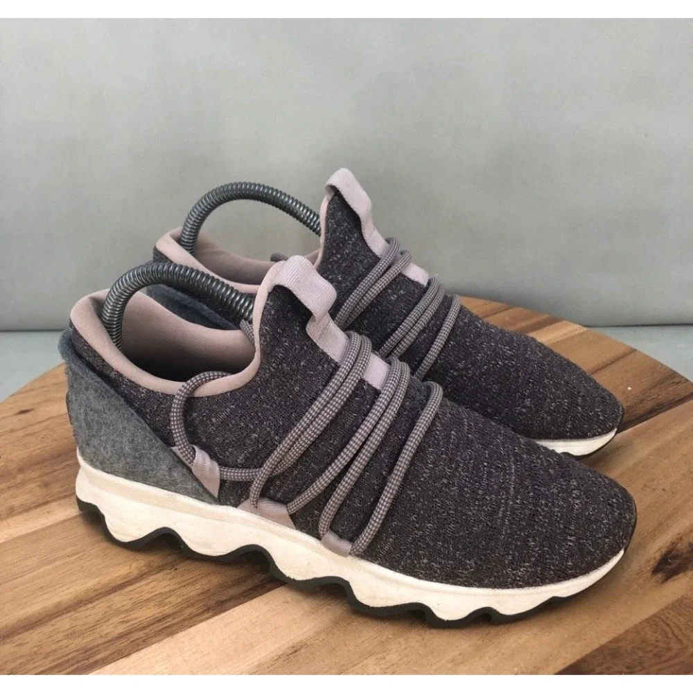 Sorel Kinetic Sneak Womens Quarry Grey Pink Sneakers NL3227-574 Size 8